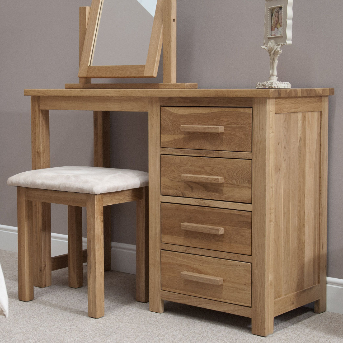 Normandy Solid Oak Dressing Table with Stool