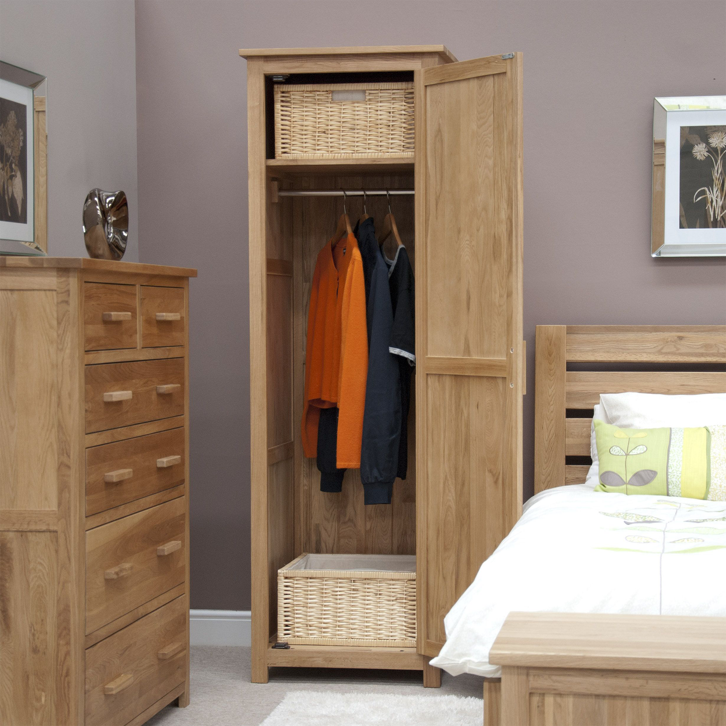 Normandy Solid Oak Single Wardrobe